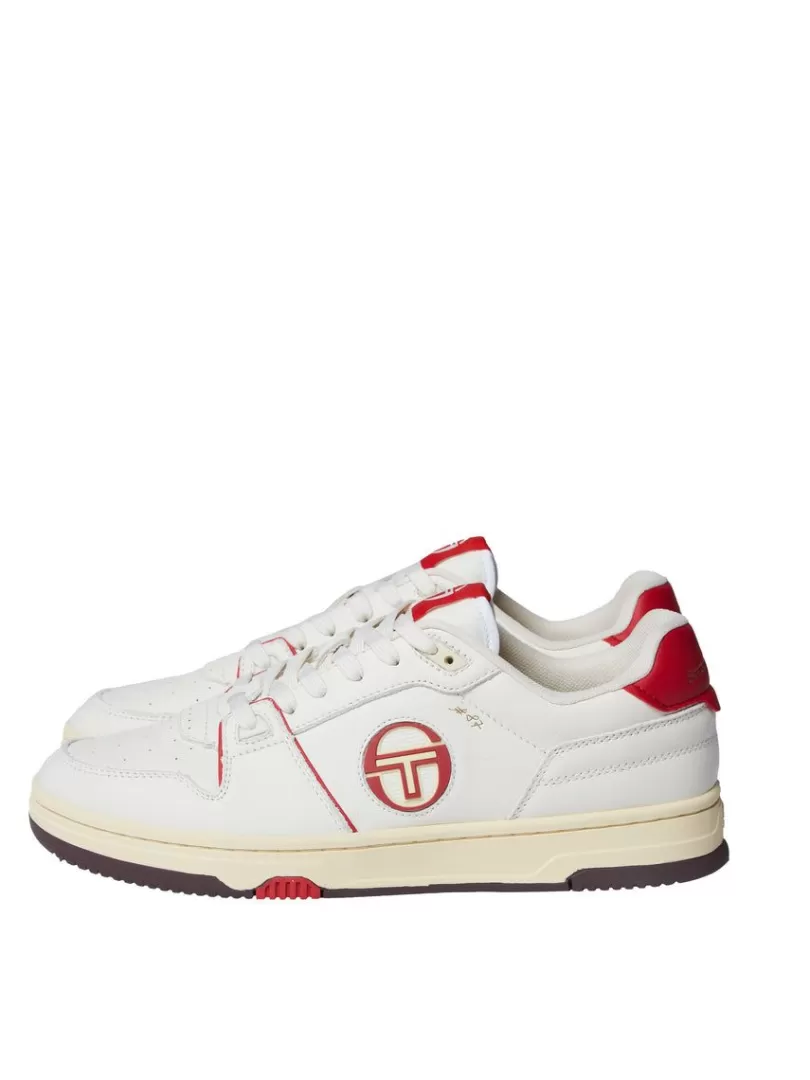 Sergio Tacchini View All>Prime Shot Da Sneaker- Antique White/ Almond Oil/ Adrenaline Red