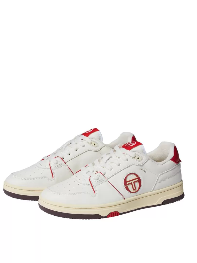Sergio Tacchini View All>Prime Shot Da Sneaker- Antique White/ Almond Oil/ Adrenaline Red