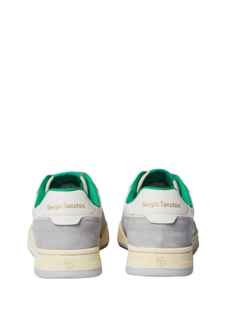 Sergio Tacchini For The Court>Prime Shot Da Sneaker- Antique White/ Almond Oil/ Bright Green