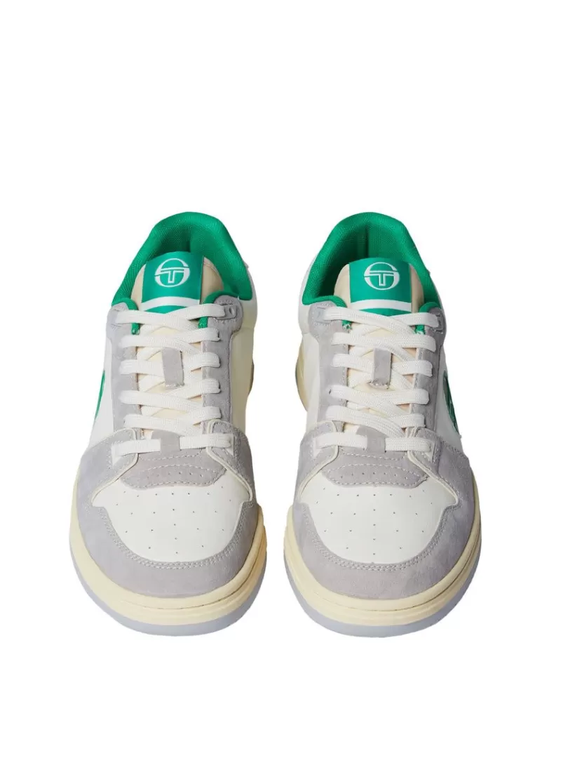 Sergio Tacchini For The Court>Prime Shot Da Sneaker- Antique White/ Almond Oil/ Bright Green