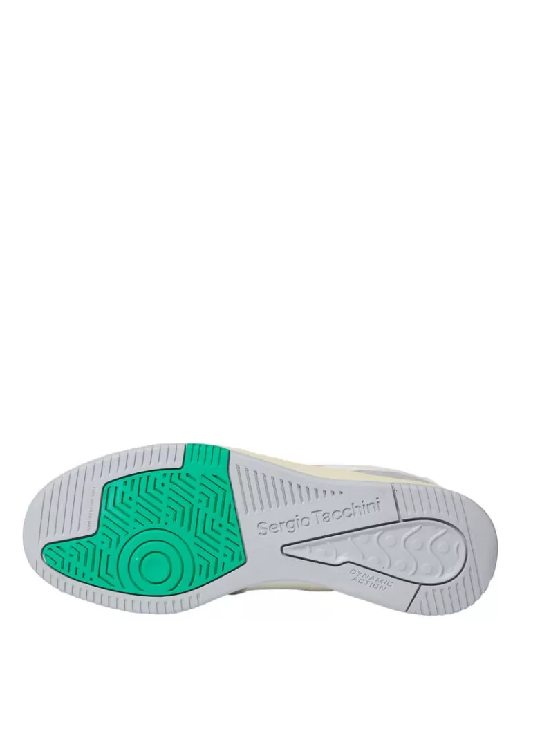 Sergio Tacchini For The Court>Prime Shot Da Sneaker- Antique White/ Almond Oil/ Bright Green