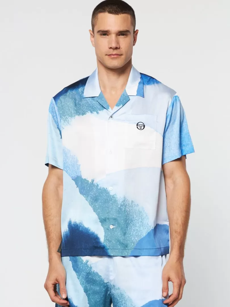 Sergio Tacchini T-Shirts>Spiaggia Cabana Shirt- Maritime Blue/ Multi